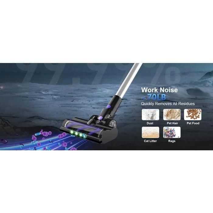 Aspirateur à main sans fil - TEENDOW - P11Pro Purple - Autonomie 30 min - Bac 450 ml - Moteur sans balais