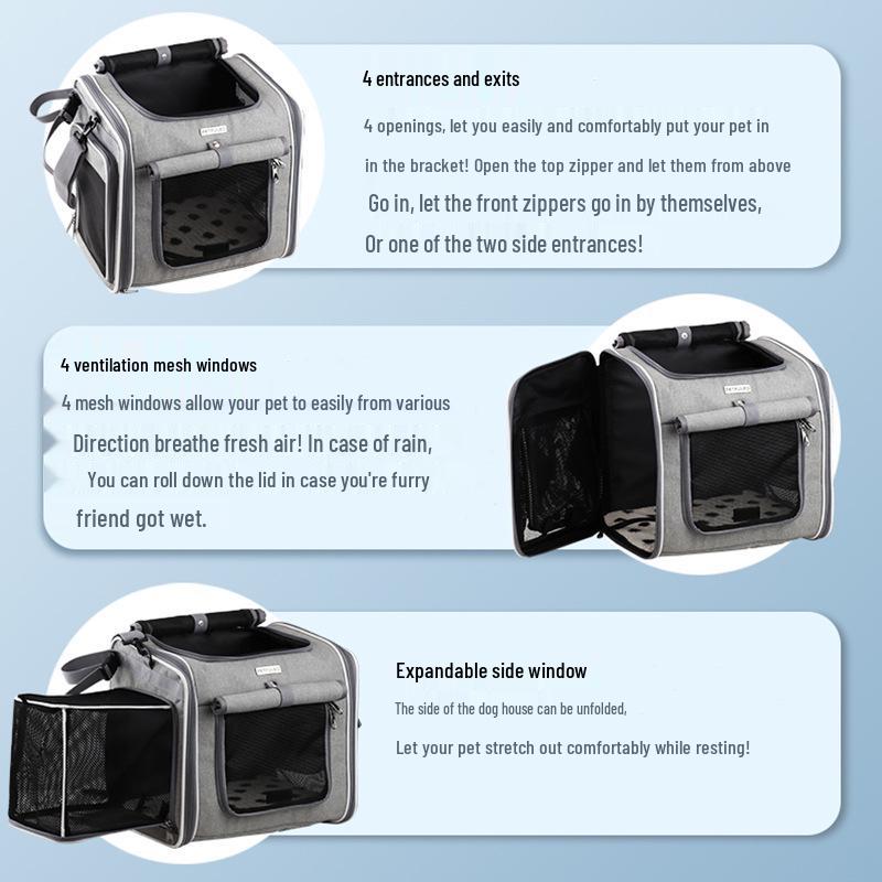 Expandable Foldable Pet Carrier Bicycle Basket for Cats & Dogs – Large Capacity, Cross-border Exclusive.
