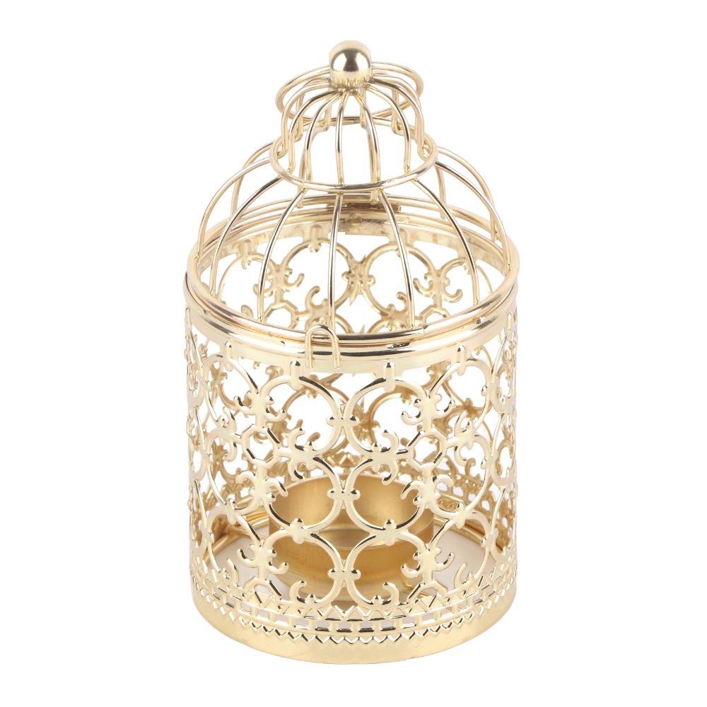 Hollow Out Birdcage Candle Holder Iron Gold Candle Centerpiece Gift For Events
