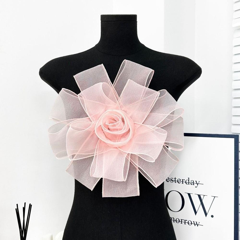 Exquisite Mesh Dress Cloth Patch Rose Flower Multi-Layer Large Flower Patch Sew On Patch DIY Flower Brooch