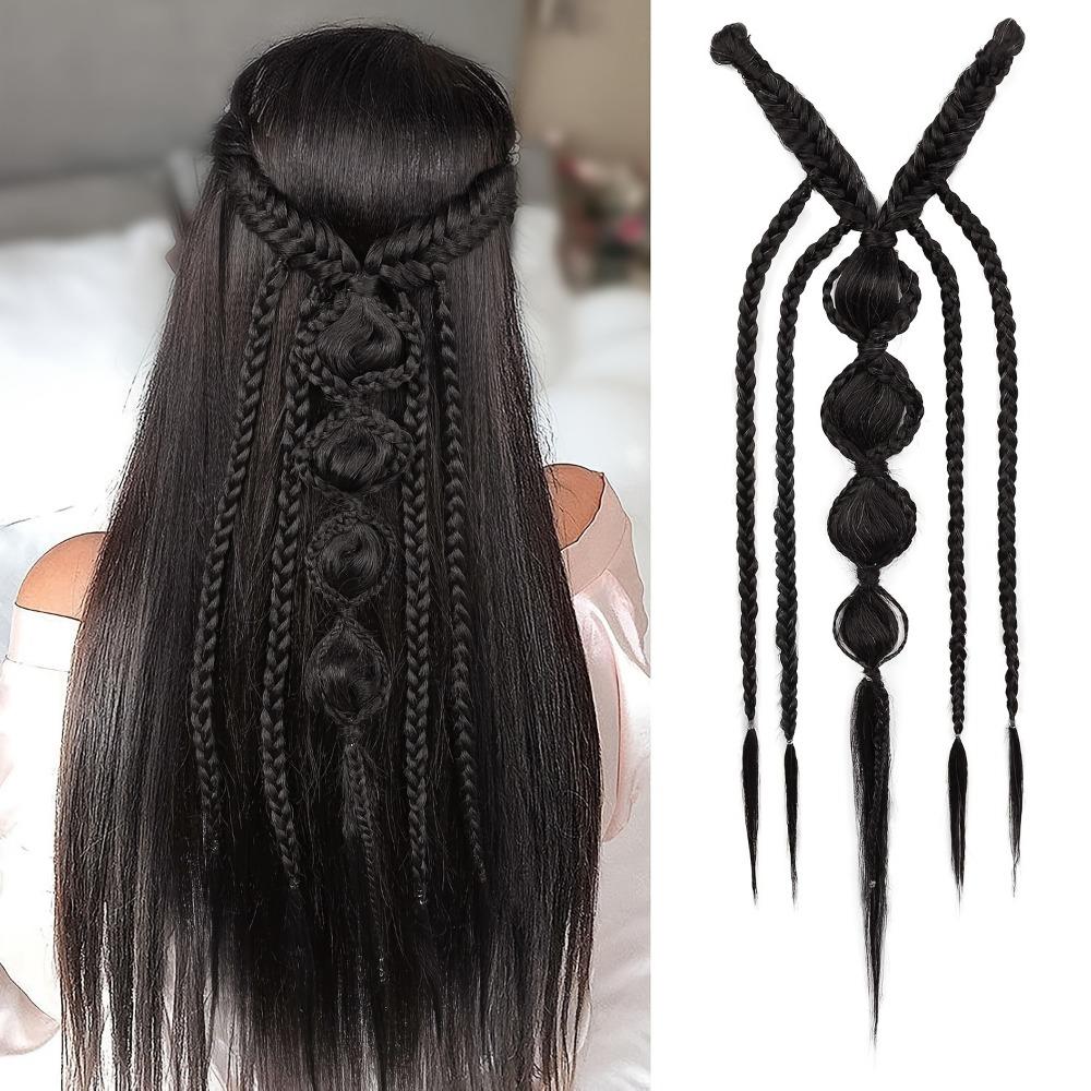 Estensioni per Capelli Clip-in Stile Bohemien 24 Pollici Trama a Mano Parrucca Accessori per Capelli