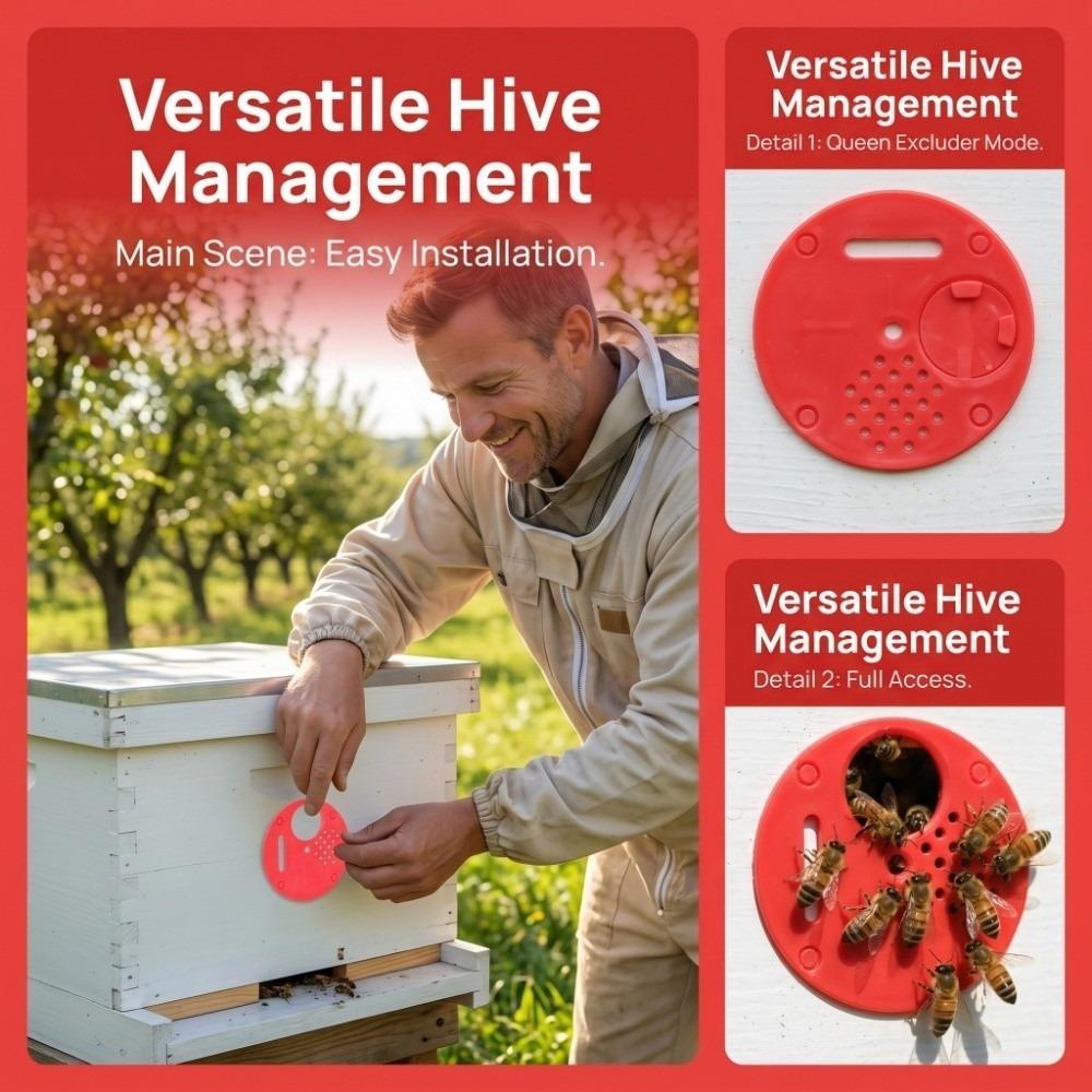 30 Pcs Rotatable Round Beehive Vent Colorful Bee Nest Door Beehive Entrance Disc  Horizontal Hives красный