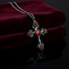 Gothic Rose Cross Necklace With Vintage Silver Pendant For Women Party Wear
