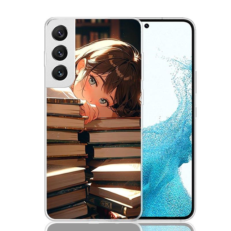Read Books Illustration Reading Phone Case For Samsung Galaxy S26 S25 Edge S24 S23 FE S22 Ultra S21 Plus S20 + Fundas Cover Coqu