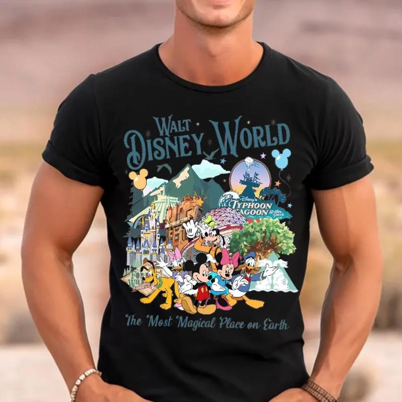 CHARM CLOTHINGS 2025 Walt Disney World Shirt Disney Mickey Magic Kingdom T-shirt Animal Kingdom Familie 100% Puur Katoen Bedrukt Vrijetijds T-shirt S