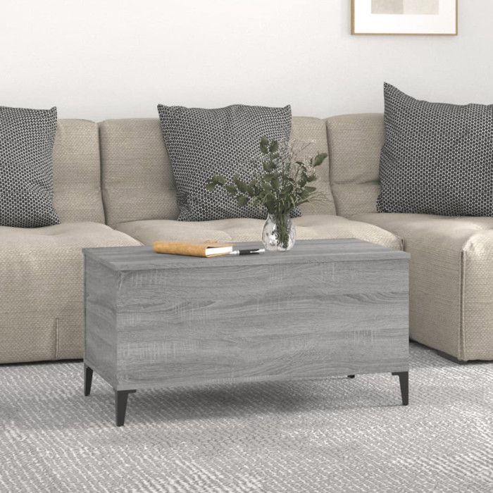 819594 vidaXL Table basse Sonoma gris 90x44,5x45 cm Bois d'ingénierie