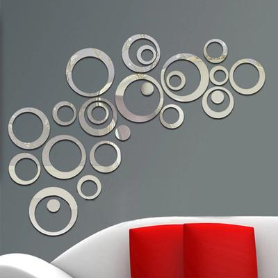 24 Stück/Set Kreise Wandaufkleber Spiegelstil Abnehmbare Aufkleber Vinyl Kunst Wandbild Wandaufkleber Zuhause Adesivo De Parede Heimdekoration