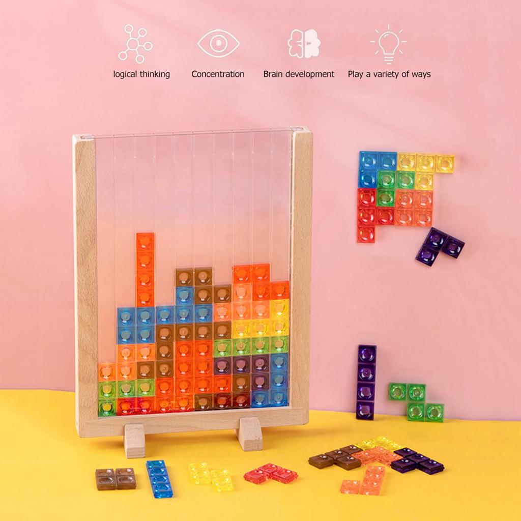 HSRG 3D Tetris Creative Russian Desktop Game Building Blocks Board Tangram Math Kids Educational Toy, Helps Intelligence Development