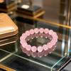 New Classic Natural Pink Crystal Bracelet, High-Quality Hibiscus Stone, Sweet Girl's Peach Blossom Pink Crystal Bead Bracelet