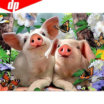 Pintura diamante pedras redondas animais diamante mosaico venda porco diamante bordado