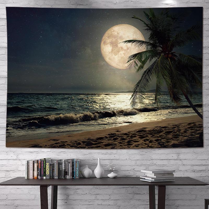 VIKAMA Coconut Tree Palm Tree Tapestry Dormitory Bedside Camping Wind Decoration Ins Room Sea Beach Wallpaper Home Decoration