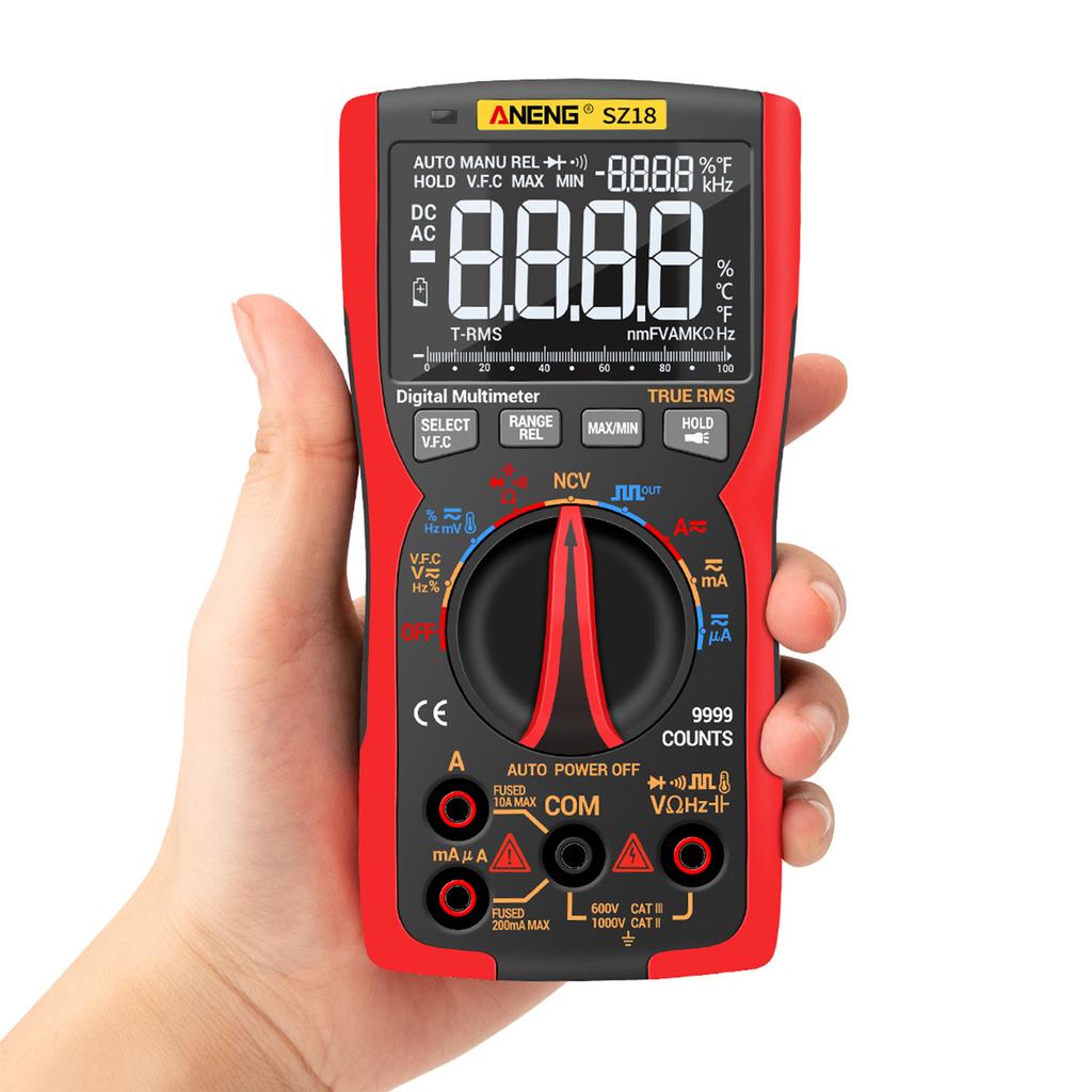 Aneng SZ18 Digital Multimeter 9999 Counts T-RMS LCD Universal Tester AC/DC Voltage & Current