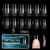 550Pcs Semi-Matte Fake Nails No Polishing Press On False Nails Medium Short Design Nail Tips Salon Home Diy Fake Nail Extension