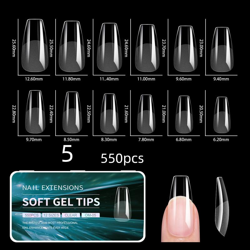 550Pcs Semi-Matte Fake Nails No Polishing Press On False Nails Medium Short Design Nail Tips Salon Home Diy Fake Nail Extension