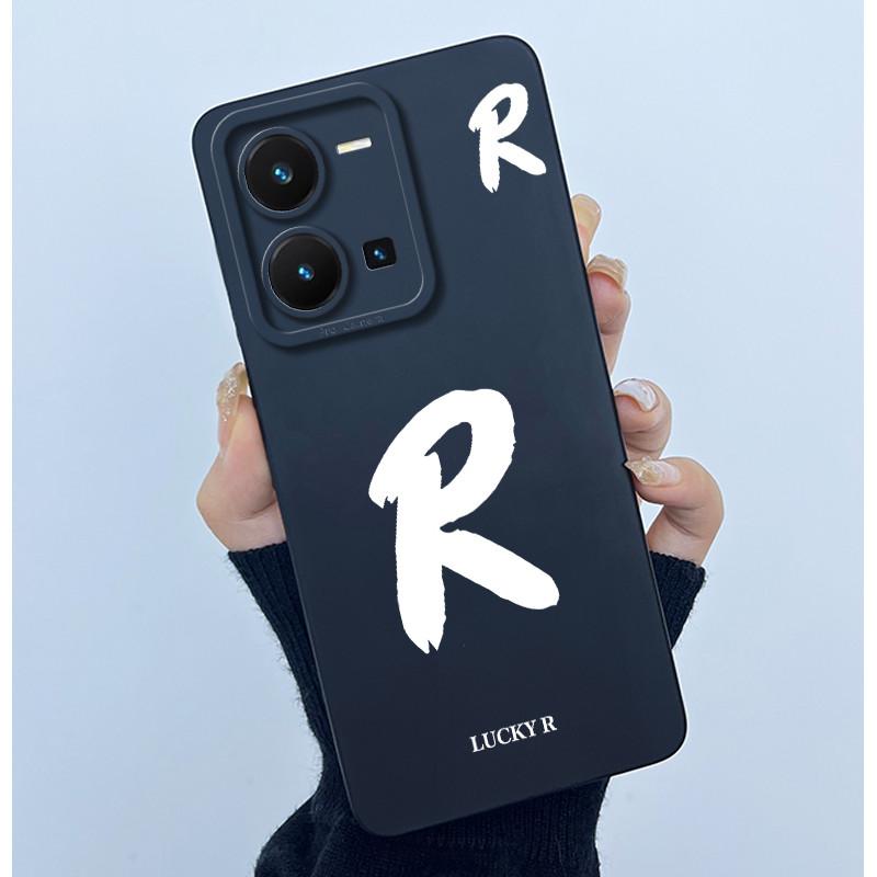 For Vivo Y35 Case Cute Initial Letters Soft Liquid Silicone Back Cover For Vivo Y 35 4G Funda Anti Drop Phone Protector Coque