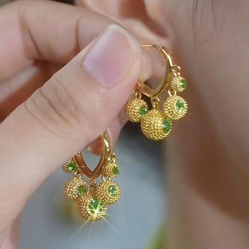 

2024 Rhinestone Five Blessings Durian Earrings - Women s Luxurious High-End Fashion Ear Cuffs зелений