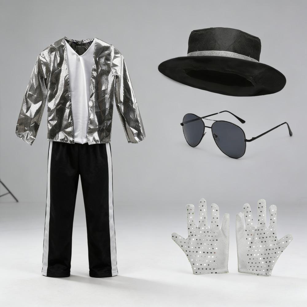 Kids 70s Michael Jackson Fancy Dress Costume Halloween Hippie Outfit Children Day Party Performance Groovy Vintage Themed Look