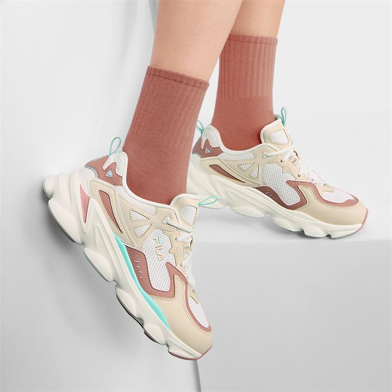 Fila Retro Series Versatile Fashion Trend Low-Top Casual Shoes Women Sneaker Snow-White Angora-Brown F12W422111FSB