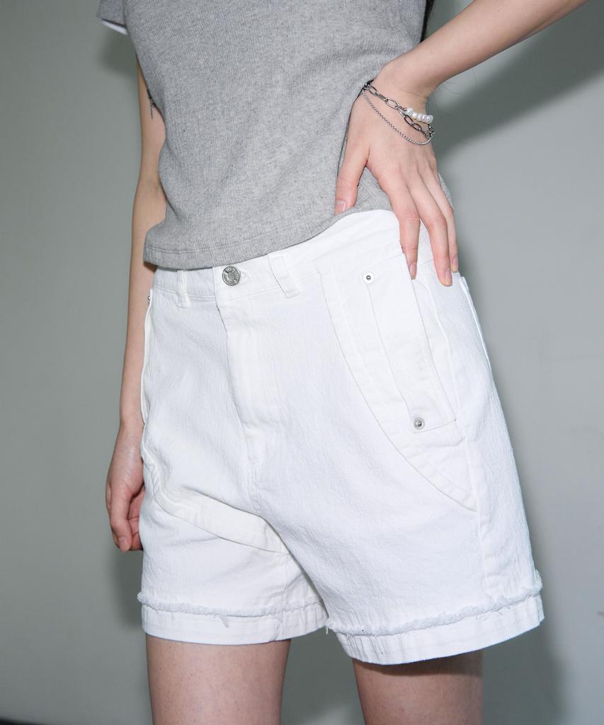 SIS A Cutout Line Cotton Half Pants [Ivory]