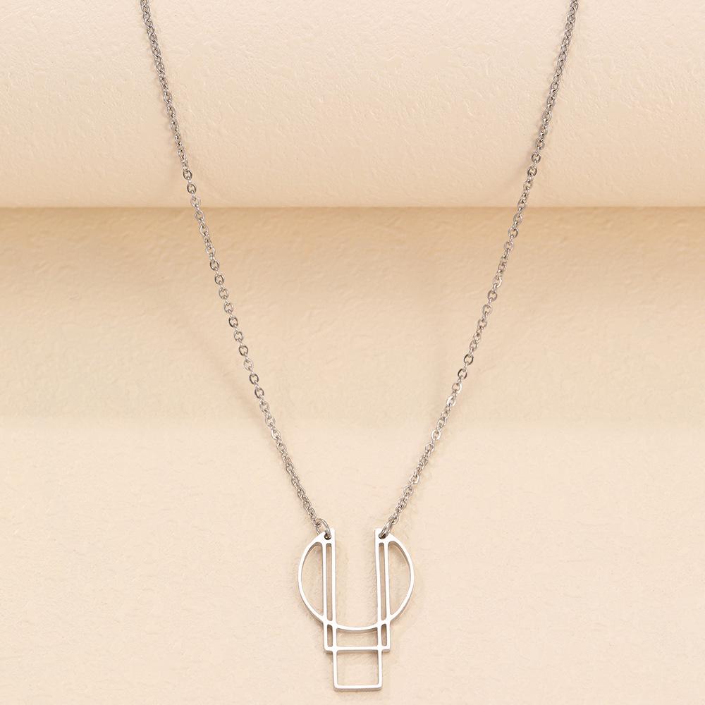 Europäische & Amerikanische Geometrische Edelstahl-Anhänger Halskette für Damen - Hochwertige Vielseitige Schlüsselbein Kette