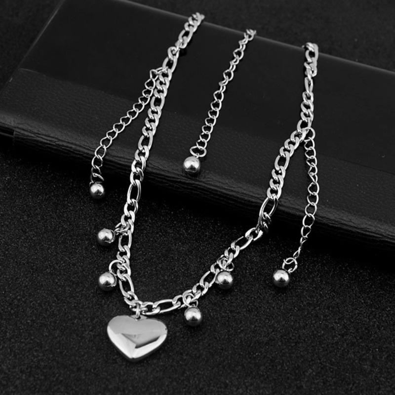 Punk Tassel Heart Pendant Necklace for Women Girls Gothic Sweet Cool Coarse Clavicle Chains Y2k Accessories Jewelry