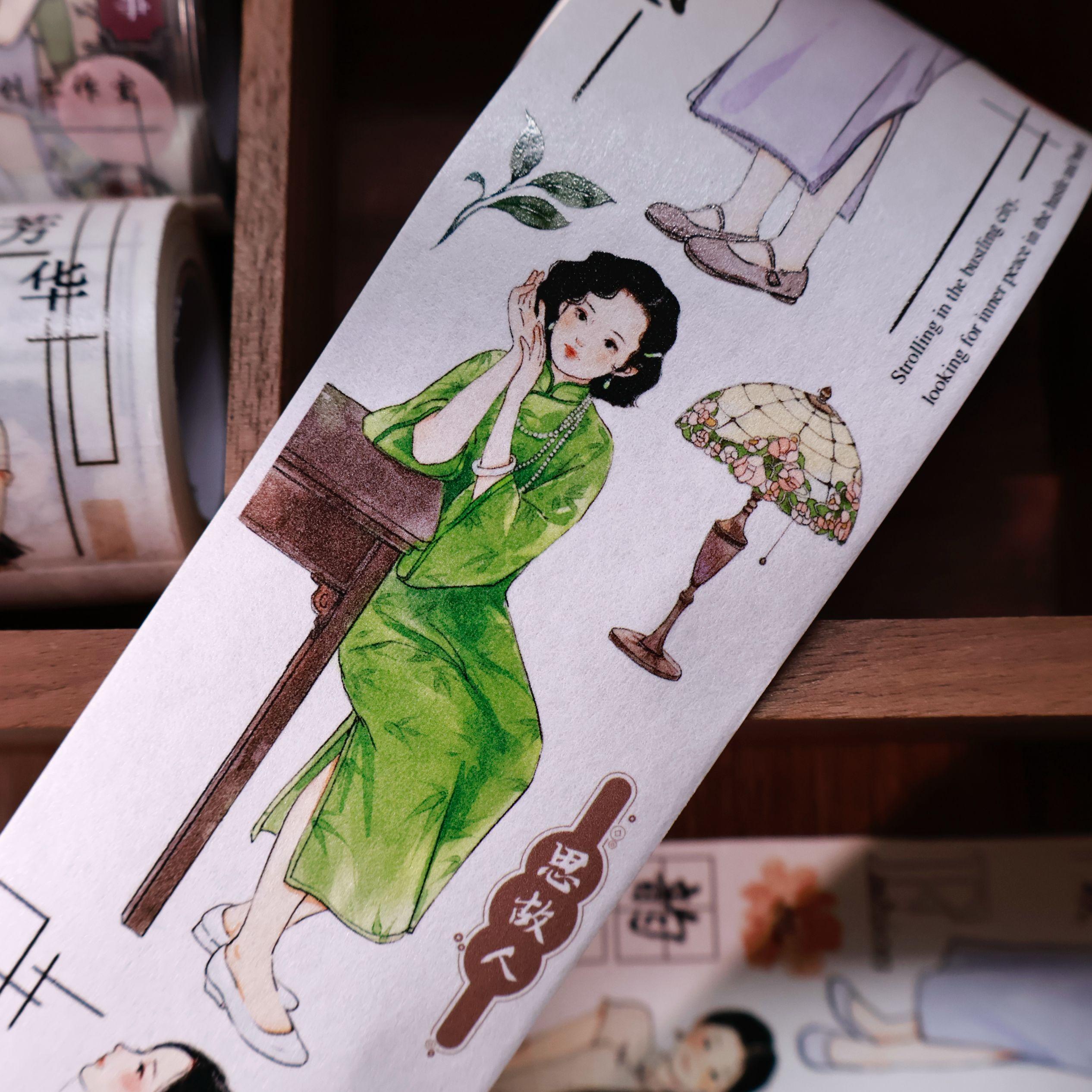 Ancient Cheongsam Girl Journal Character pet washi masking Tape 6m roll