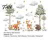 Self Adhesive Wall Murals for Baby Room Watercolor Forest Animals Stickers, Cute Fox Deer Hedgehog PVC Waterproof Decals, Theme Art Children