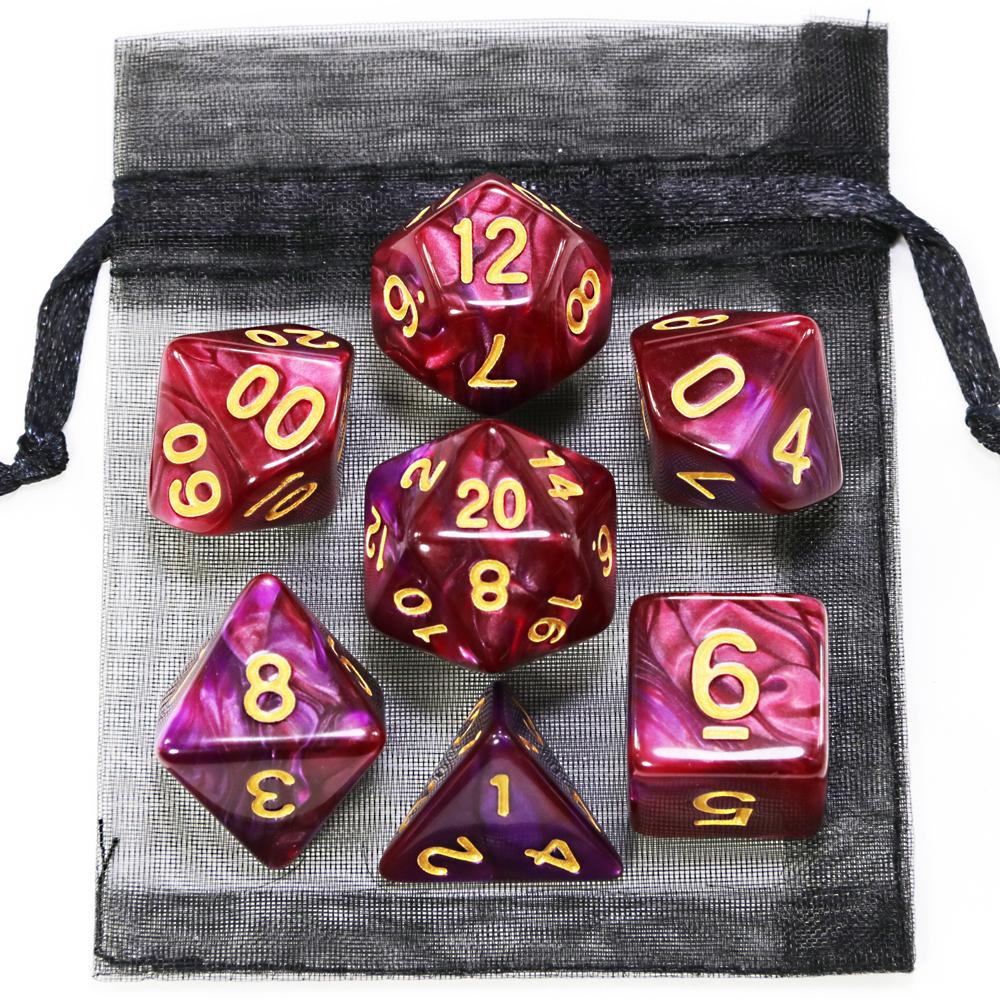 Würfel DND Spielwürfel Rollenwürfel Farbmischwürfel Würfelset mit Tasche 9 verschiedene Stile erhältlich für tragbares Spielzeug DND RPG TRPG Spiele