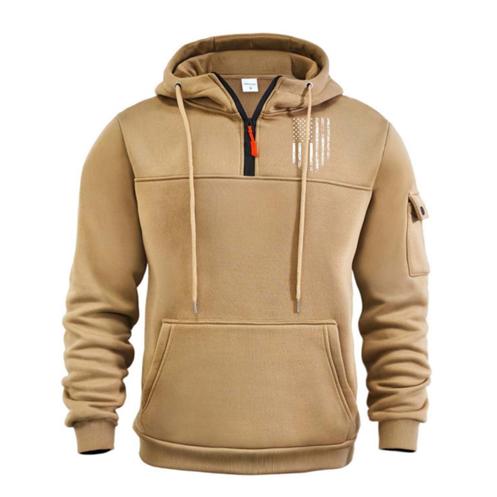 Men's Printed Sweatshirt Hoodie Zipper Arm Pocket Cardigan Men's Sports Large Size Casual Hoodie