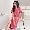 nightgown women's summer cotton short-sleeved bathrobe pajamas thin summer large size long one-piece bathrobe loungewear
