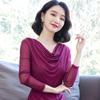 Moda Donna Primavera Autunno Maglia Sottile Camicetta Collo Alto Vestibilità Aderente Manica Lunga Maglietta Base