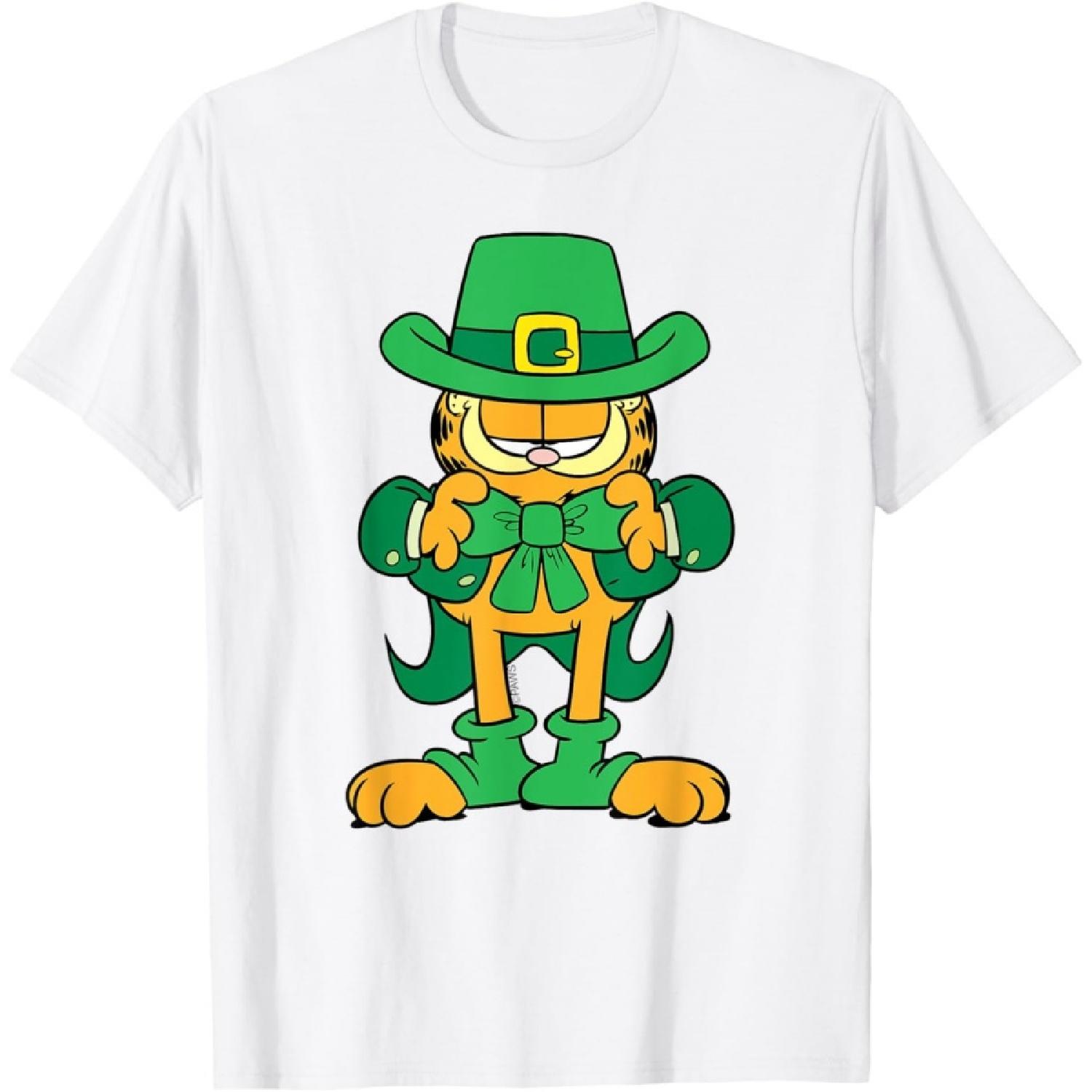 Garfield St Patrick s Day Cat with Bowtie T-Shirt XXXXXL белый