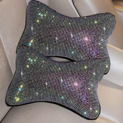 2 ks Diamond Bling Polštář na krk do auta pro autosedačku řidiče Autosedačka Opěrka hlavy Polštář Crystal Drahostone Rainbow Bling Příslušenství