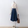 Denim Skirt Women's Blue Umbrella Skirt High Waist A-line Solid Color Loose Casual Medium Length Skirt Summer Jean Skirt