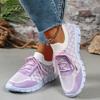 Fashion Women's Fashion Strip Plaid Knitted Sneakers Soft Sole Breathable Mesh Running Shoes for Women Lightweight Slip On Tennis Shoes
