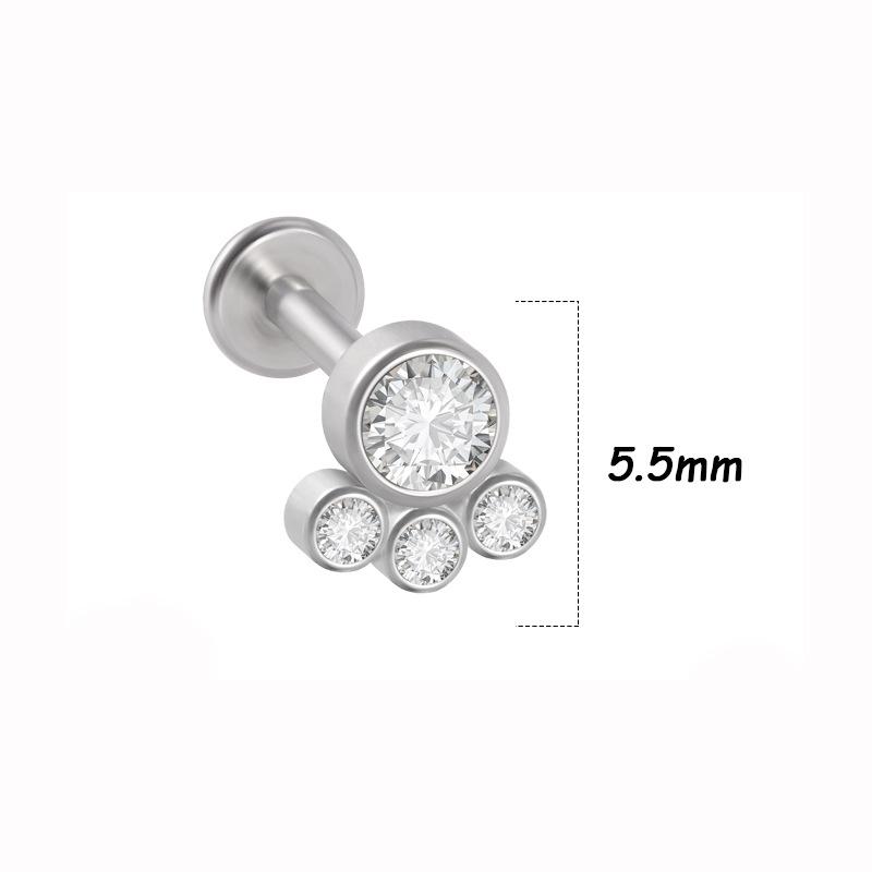 Titanium Steel 1.2 Gauge Crystal Cluster Triangle Lip & Ear Piercing Ring