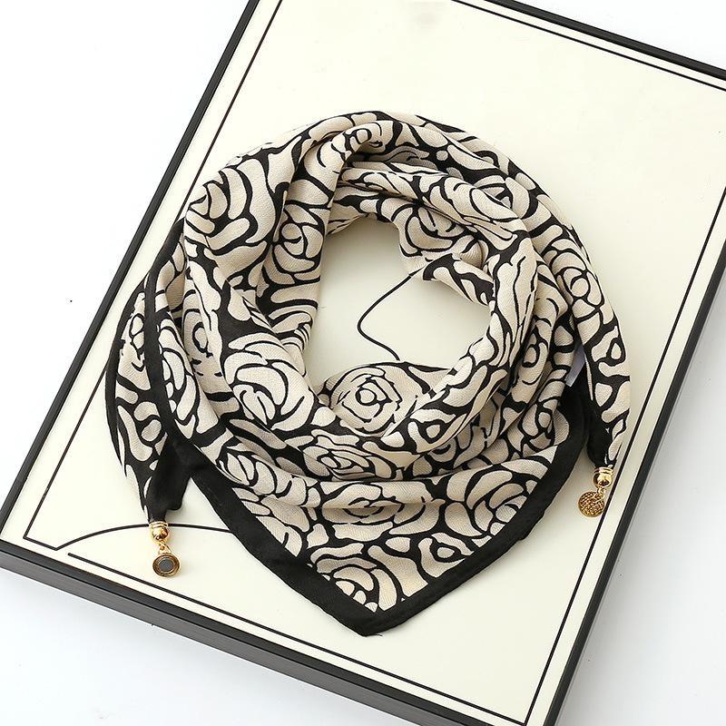 Women's Magnetic Triangle Neck Protection Scarf - Cotton & Linen High-End Square Scarf for Autumn/Winter