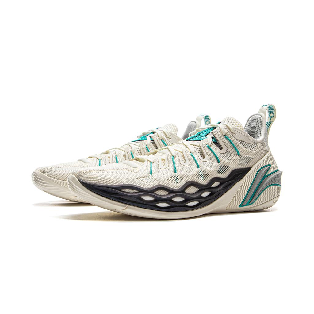 New LiNing Buckets Cushioning, Slip Resistant, And Breathable Low Top Basketball Shoes Men's Ivory ABAV023-9