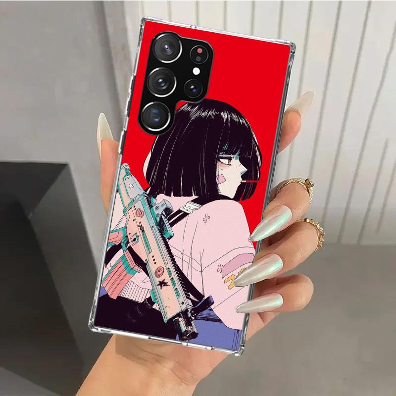 Japanese Style Anime Girl Phone Case for Samsung Galaxy S26 S24 S23 Ultra S25 Edge S22 S21 Plus S20 FE + Soft Print Shell Funda