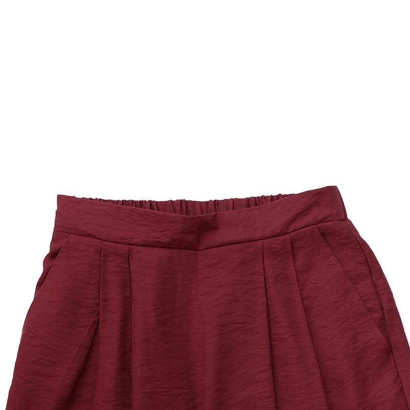 Summer Loose Women's Wide Leg Pants Casual Pleated Solid Zipper Floor-length Pants Pocket Elastic Solid Pants Plus Size Fall