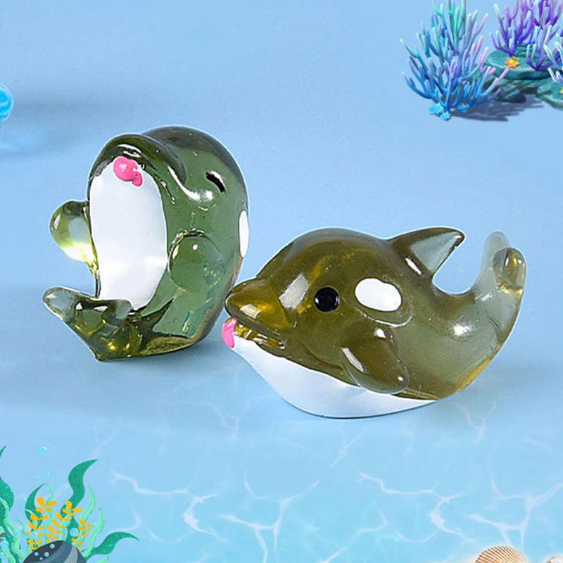 Miniaturas de animales marinos de resina luminosa en la oscuridad, adorno en miniatura para pecera, jardín, casa de muñecas, accesorios