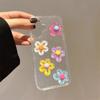 Cute Transparent 3D Colorful Flower Glitter Sparkle Effect Girly Phone Case for iPhone17 Air 16 15 14 Plus 13 12 11 Pro Max Back Cover