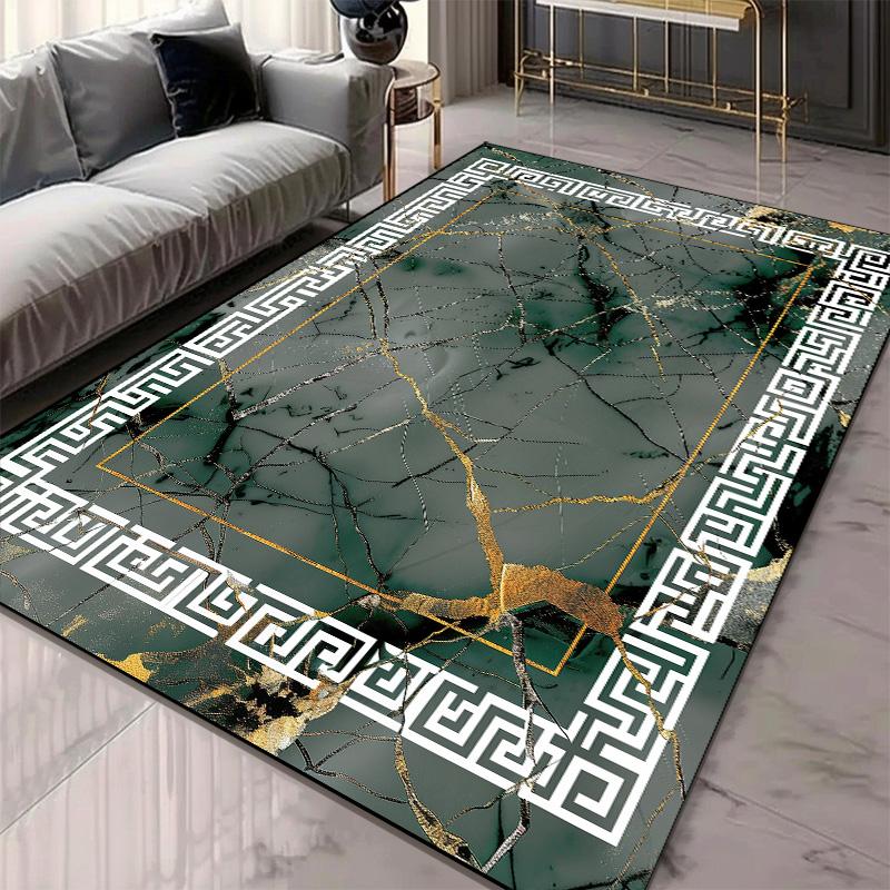 Modern Living Room Decoration Thick Short Plush Area Rug Luxury Marble Pattern Carpet Non-slip Bedroom Lounge Sofa Floor Mat