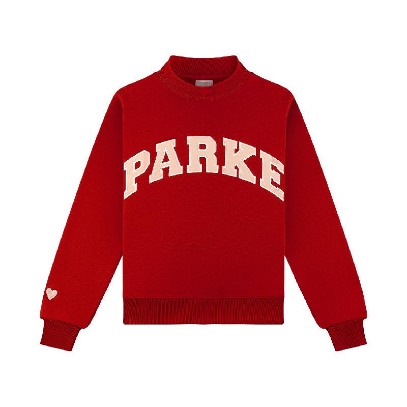 Women's Mock Neck Long Sleeve Loose Fit Streetwear Sweatshirt Letter Embroidery Pullover Top
