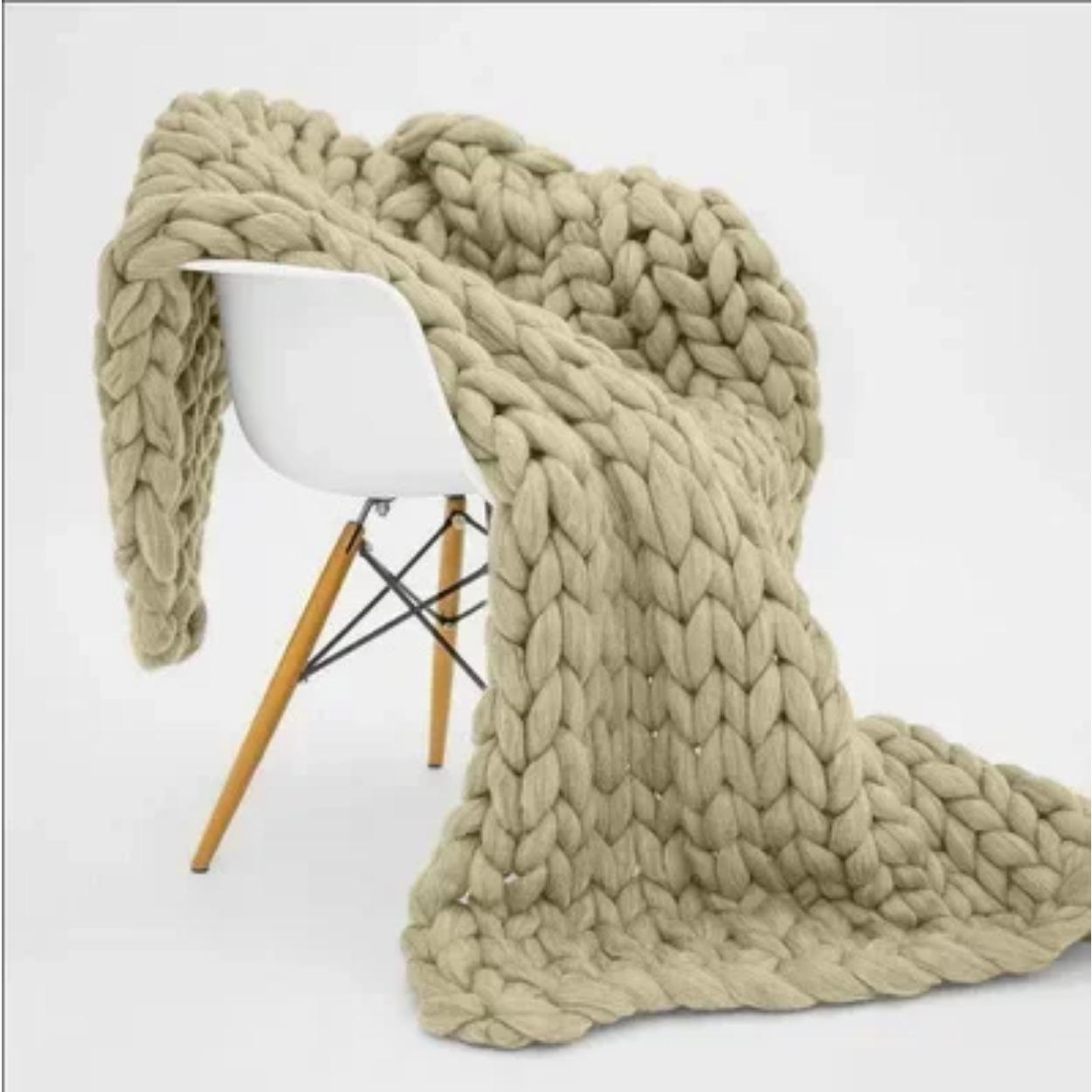 

Мягкое теплое большое вязаное одеяло ручной работы из грубой шерсти, милый подарок на зиму, кровать, диван, девочка, всесезонный спальный мешок 120x180cm(1.75kg)