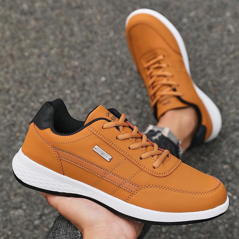 Men's Casual Sneakers Outdoor Breathable Light Bottom Running Shoes Mens Pu Leather Sports Shoe Non-Slip Footwear Tennis for Men