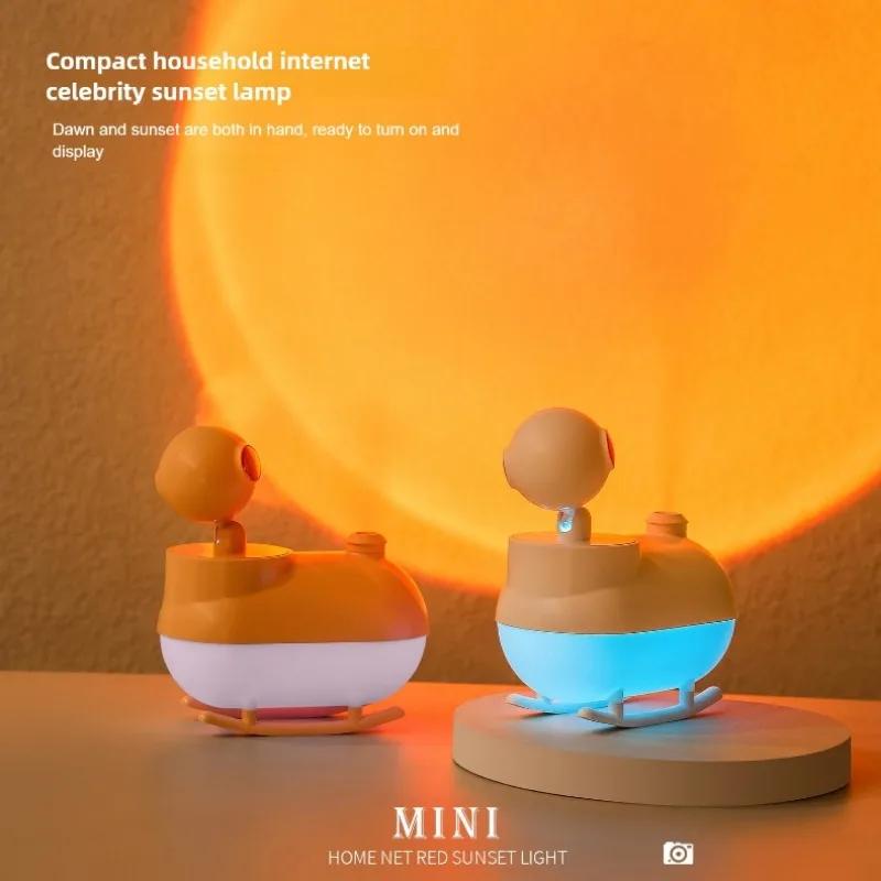 2024 New Sunset Light Humidifier USB Desktop Silent Internet Celebrity Photo Atmosphere Sunset Light Aerospace Humidifier