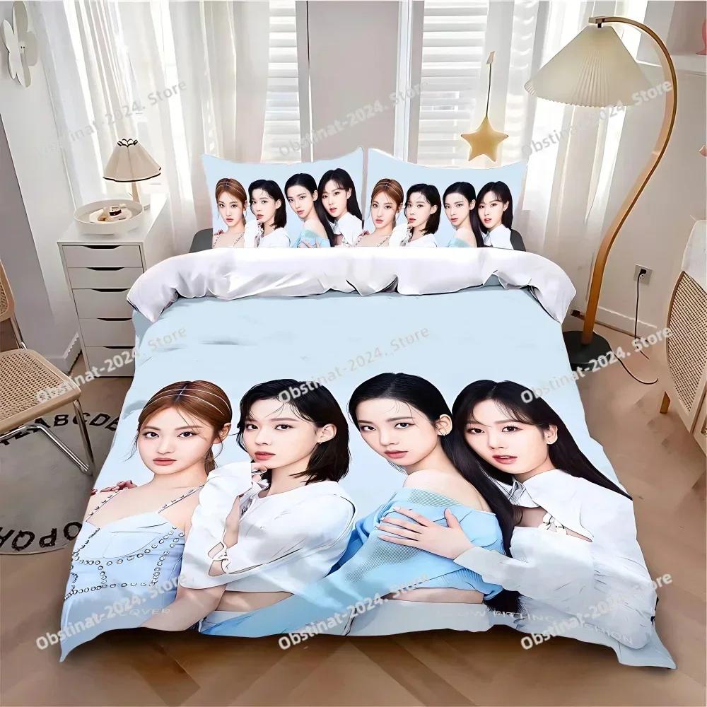 3D K-pop A-AespaS Bedding Set Printed single Comforter Quilt Bed Cover Duvet Cover Pillow Case 3 Pieces Sets Kids Adult Size