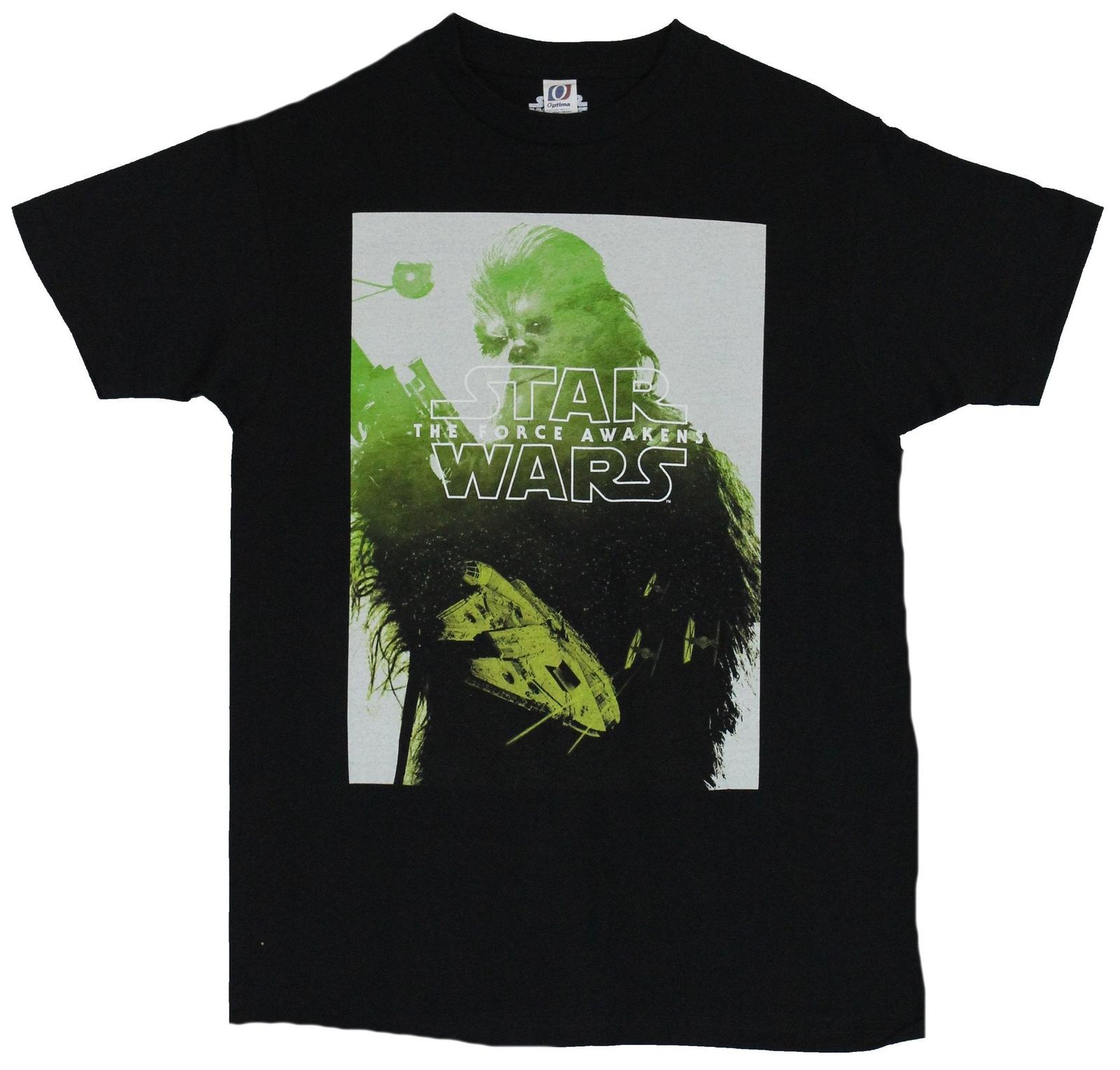 Star Wars Force Awakens Adult New T-shirt Green Tinted Chewbacca Box Pic XL