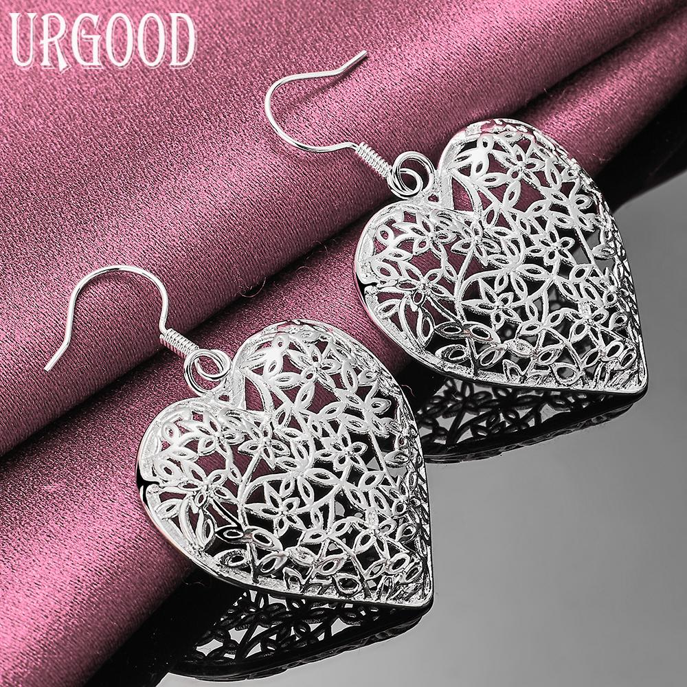 925 Sterling Silver Heart Earrings Wedding Jewelry